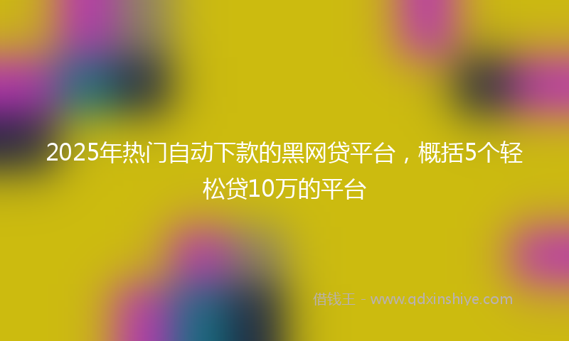2025年热门自动下款的黑网贷平台，概括5个轻松贷10万的平台