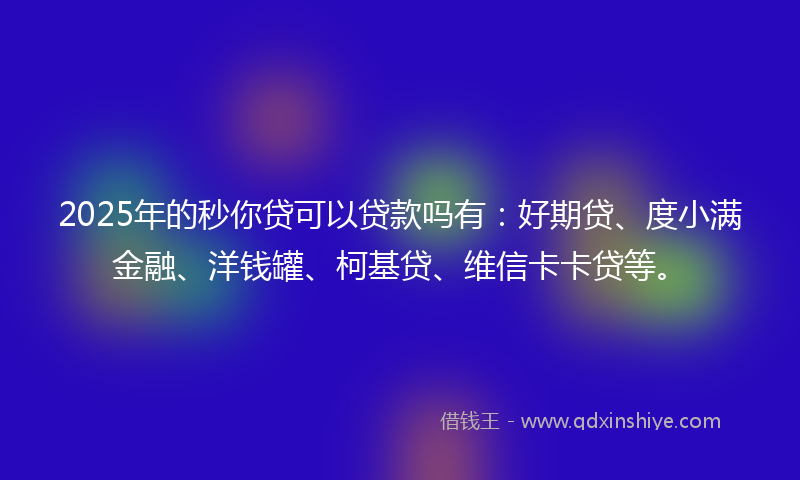 2025年的秒你贷可以贷款吗有：好期贷、度小满金融、洋钱罐、柯基贷、维信卡卡贷等。