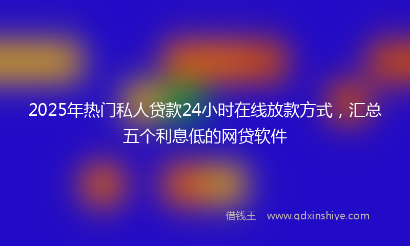 2025年热门私人贷款24小时在线放款方式，汇总五个利息低的网贷软件
