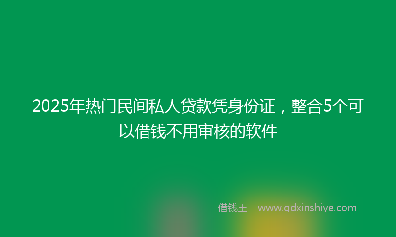 2025年热门民间私人贷款凭身份证，整合5个可以借钱不用审核的软件