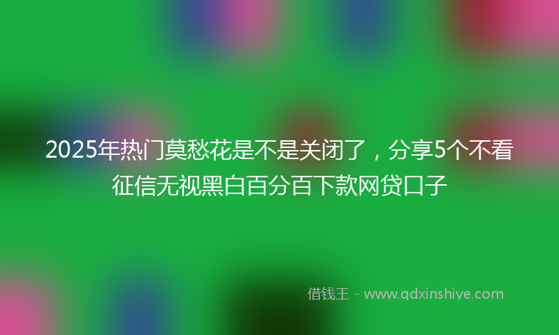 2025年热门莫愁花是不是关闭了，分享5个不看征信无视黑白百分百下款网贷口子