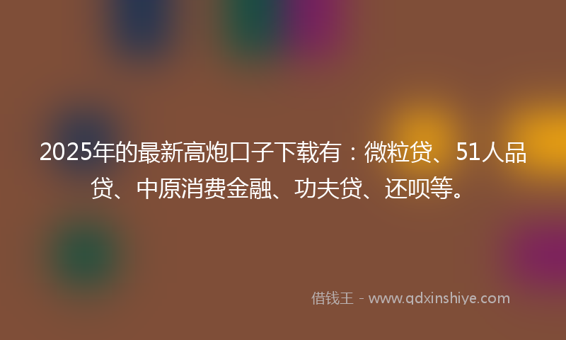 2025年的最新高炮口子下载有：微粒贷、51人品贷、中原消费金融、功夫贷、还呗等。
