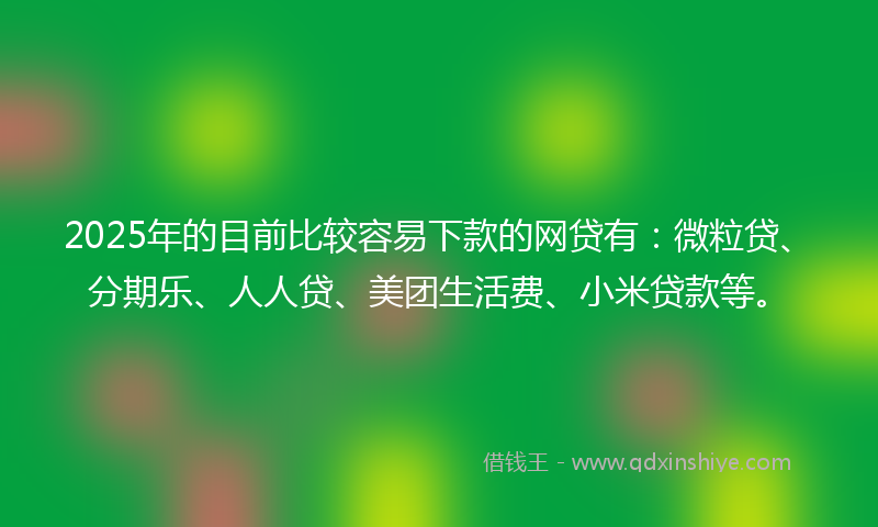 2025年的目前比较容易下款的网贷有：微粒贷、分期乐、人人贷、美团生活费、小米贷款等。