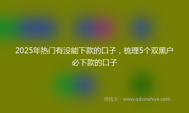 2025年热门有没能下款的口子，梳理5个双黑户必下款的口子