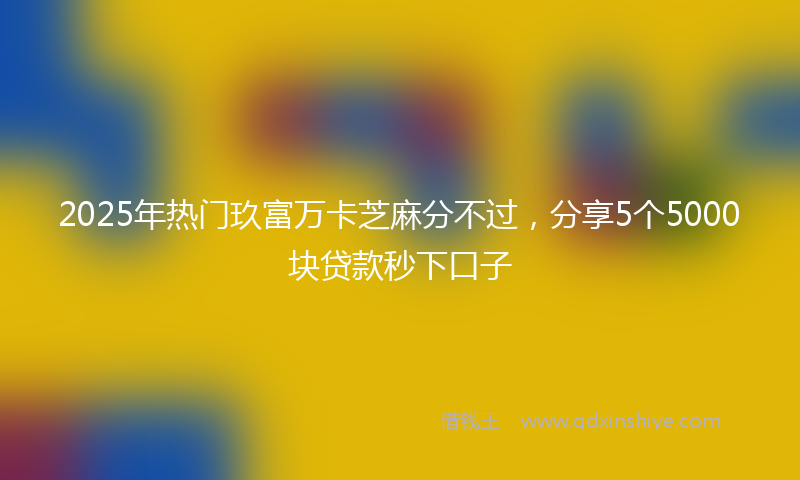2025年热门玖富万卡芝麻分不过，分享5个5000块贷款秒下口子