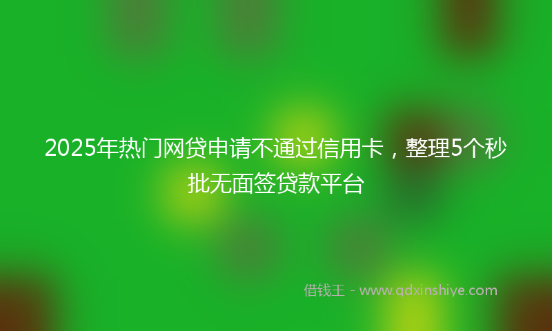 2025年热门网贷申请不通过信用卡，整理5个秒批无面签贷款平台
