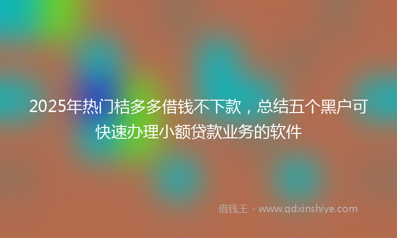 2025年热门桔多多借钱不下款，总结五个黑户可快速办理小额贷款业务的软件