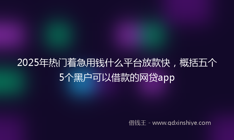 2025年热门着急用钱什么平台放款快，概括五个5个黑户可以借款的网贷app