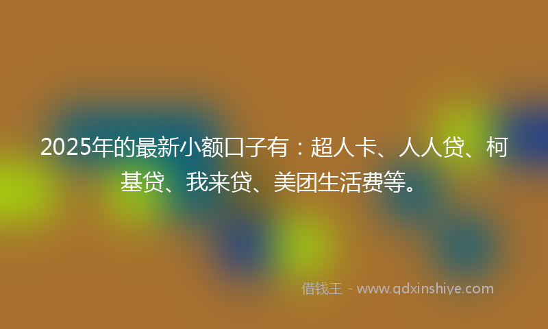2025年的最新小额口子有：超人卡、人人贷、柯基贷、我来贷、美团生活费等。