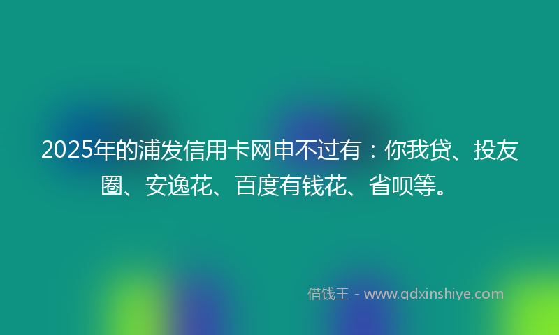 2025年的浦发信用卡网申不过有：你我贷、投友圈、安逸花、百度有钱花、省呗等。