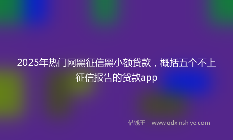 2025年热门网黑征信黑小额贷款，概括五个不上征信报告的贷款app