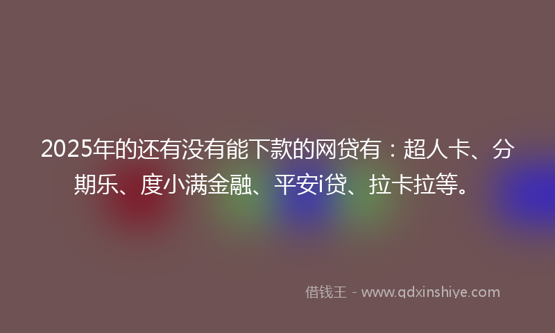2025年的还有没有能下款的网贷有：超人卡、分期乐、度小满金融、平安i贷、拉卡拉等。