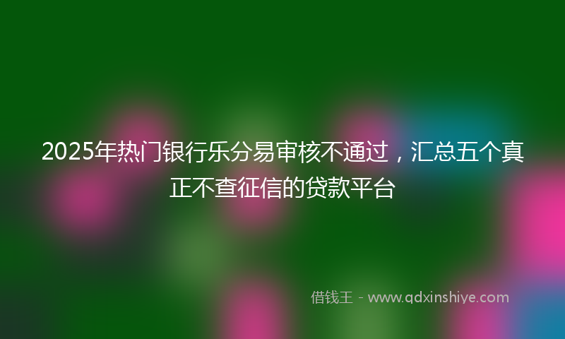 2025年热门银行乐分易审核不通过，汇总五个真正不查征信的贷款平台