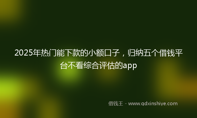 2025年热门能下款的小额口子，归纳五个借钱平台不看综合评估的app