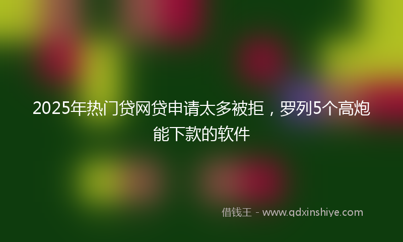 2025年热门贷网贷申请太多被拒，罗列5个高炮能下款的软件