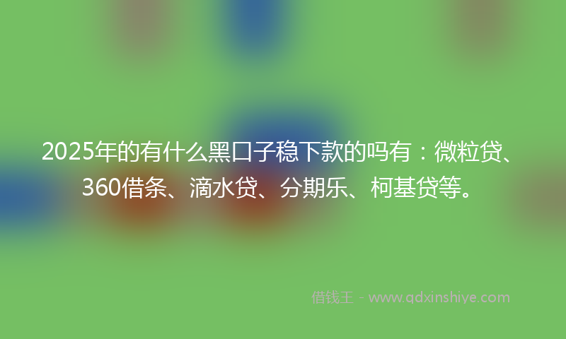 2025年的有什么黑口子稳下款的吗有：微粒贷、360借条、滴水贷、分期乐、柯基贷等。