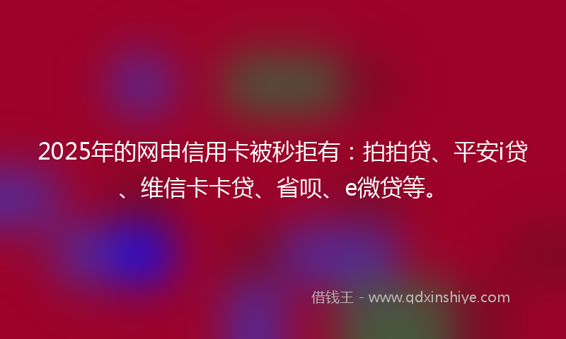2025年的网申信用卡被秒拒有：拍拍贷、平安i贷、维信卡卡贷、省呗、e微贷等。
