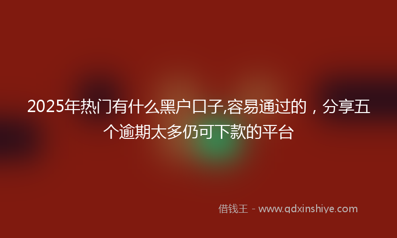 2025年热门有什么黑户口子,容易通过的，分享五个逾期太多仍可下款的平台