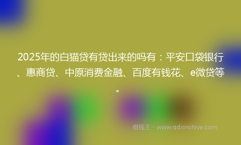 2025年的白猫贷有贷出来的吗有：平安口袋银行、惠商贷、中原消费金融、百度有钱花、e微贷等。