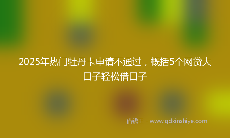 2025年热门牡丹卡申请不通过，概括5个网贷大口子轻松借口子