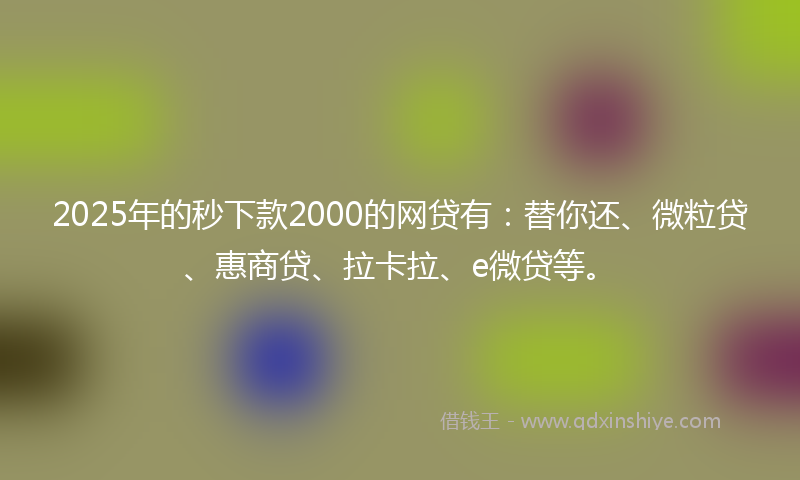2025年的秒下款2000的网贷有：替你还、微粒贷、惠商贷、拉卡拉、e微贷等。
