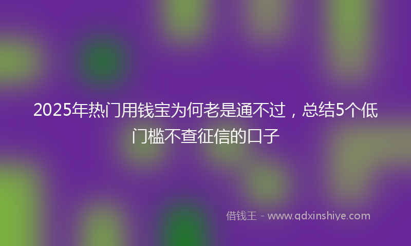 2025年热门用钱宝为何老是通不过，总结5个低门槛不查征信的口子