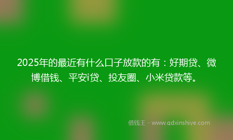 2025年的最近有什么口子放款的有：好期贷、微博借钱、平安i贷、投友圈、小米贷款等。