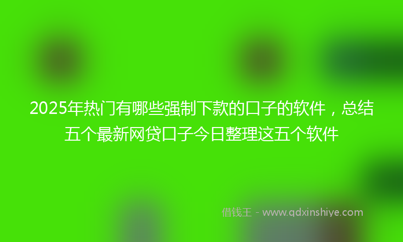 2025年热门有哪些强制下款的口子的软件，总结五个最新网贷口子今日整理这五个软件