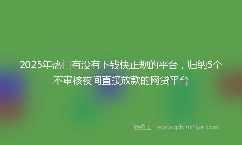2025年热门有没有下钱快正规的平台，归纳5个不审核夜间直接放款的网贷平台