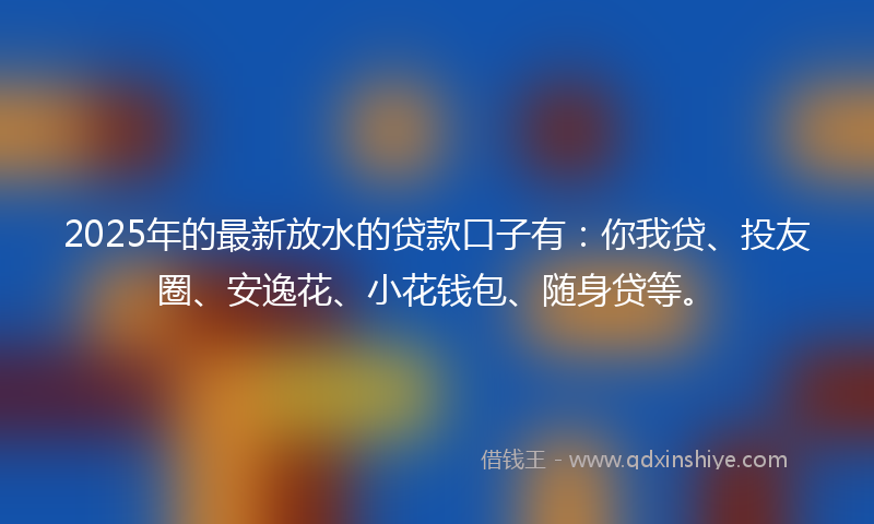 2025年的最新放水的贷款口子有：你我贷、投友圈、安逸花、小花钱包、随身贷等。