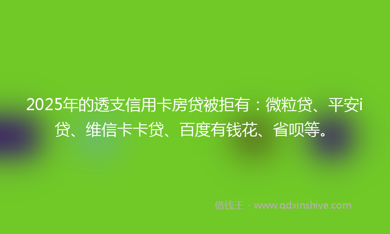 2025年的透支信用卡房贷被拒有：微粒贷、平安i贷、维信卡卡贷、百度有钱花、省呗等。