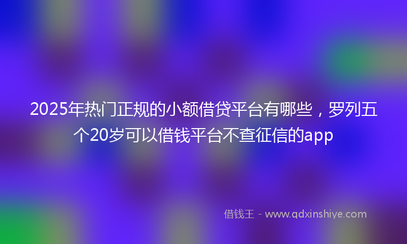 2025年热门正规的小额借贷平台有哪些，罗列五个20岁可以借钱平台不查征信的app