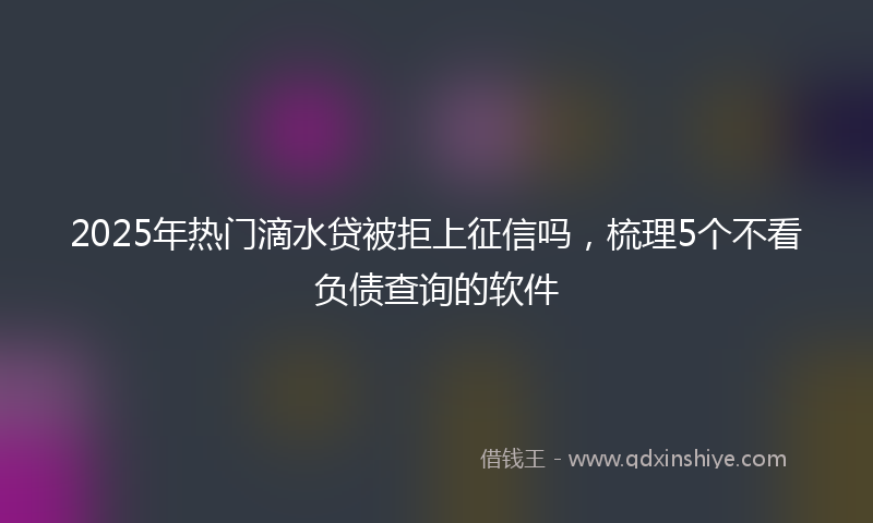 2025年热门滴水贷被拒上征信吗，梳理5个不看负债查询的软件