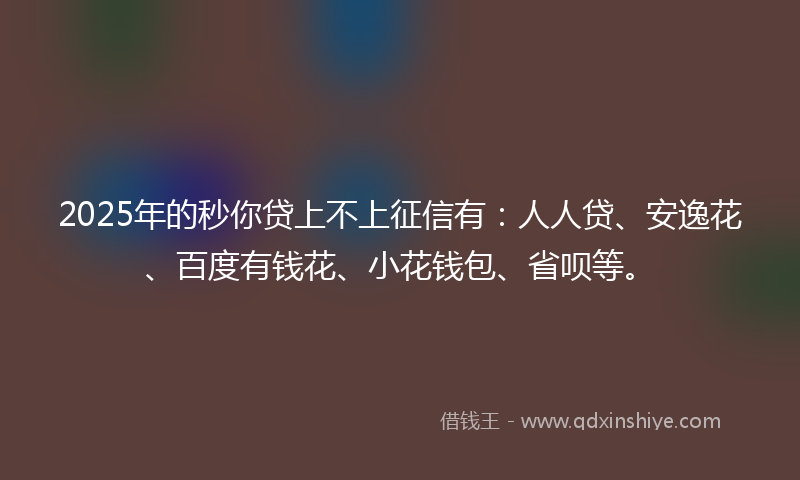 2025年的秒你贷上不上征信有：人人贷、安逸花、百度有钱花、小花钱包、省呗等。
