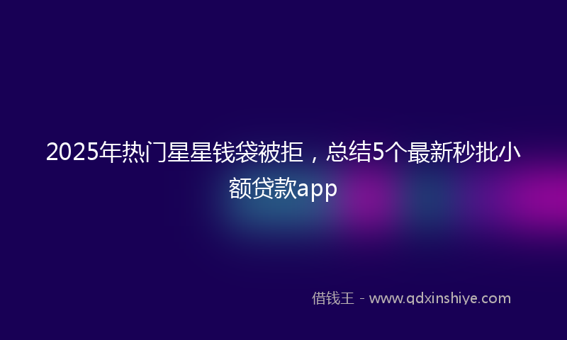 2025年热门星星钱袋被拒，总结5个最新秒批小额贷款app