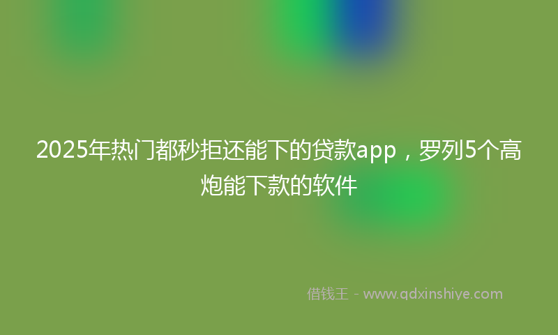 2025年热门都秒拒还能下的贷款app，罗列5个高炮能下款的软件