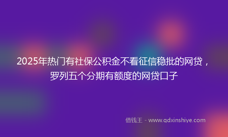 2025年热门有社保公积金不看征信稳批的网贷，罗列五个分期有额度的网贷口子
