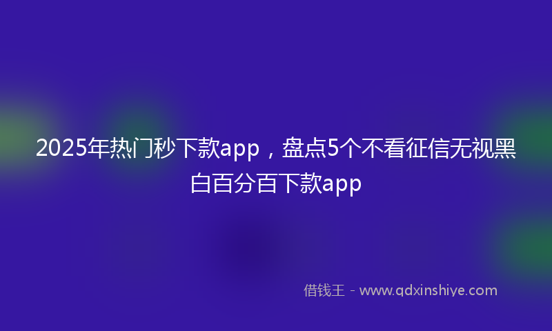 2025年热门秒下款app，盘点5个不看征信无视黑白百分百下款app
