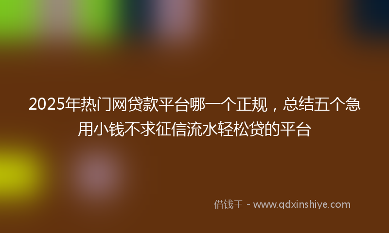 2025年热门网贷款平台哪一个正规，总结五个急用小钱不求征信流水轻松贷的平台