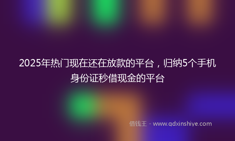 2025年热门现在还在放款的平台，归纳5个手机身份证秒借现金的平台