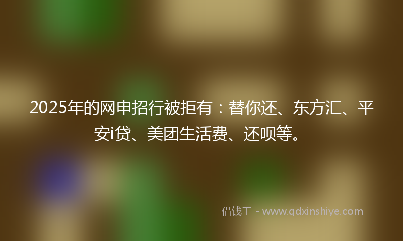 2025年的网申招行被拒有：替你还、东方汇、平安i贷、美团生活费、还呗等。