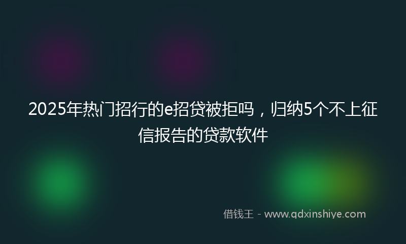 2025年热门招行的e招贷被拒吗，归纳5个不上征信报告的贷款软件