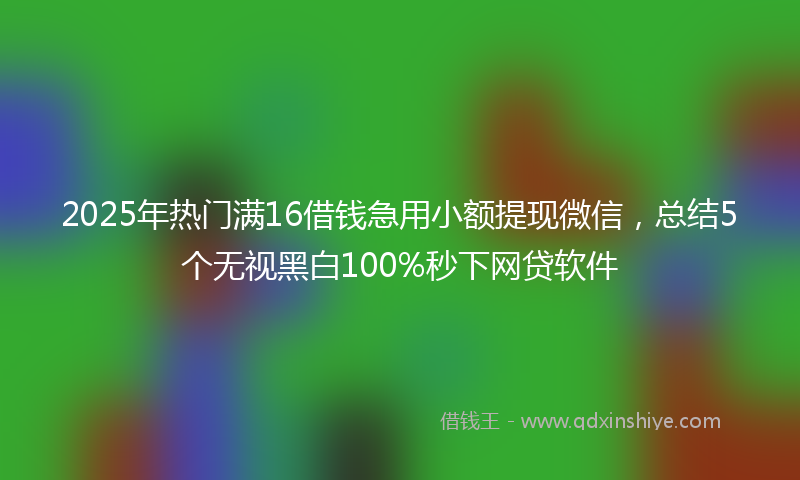 2025年热门满16借钱急用小额提现微信，总结5个无视黑白100%秒下网贷软件