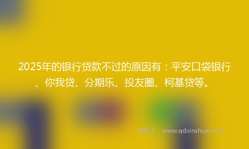 2025年的银行贷款不过的原因有：平安口袋银行、你我贷、分期乐、投友圈、柯基贷等。