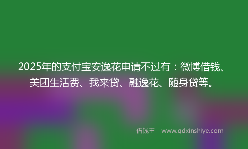 2025年的支付宝安逸花申请不过有：微博借钱、美团生活费、我来贷、融逸花、随身贷等。