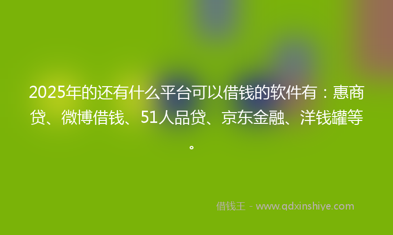 2025年的还有什么平台可以借钱的软件有：惠商贷、微博借钱、51人品贷、京东金融、洋钱罐等。