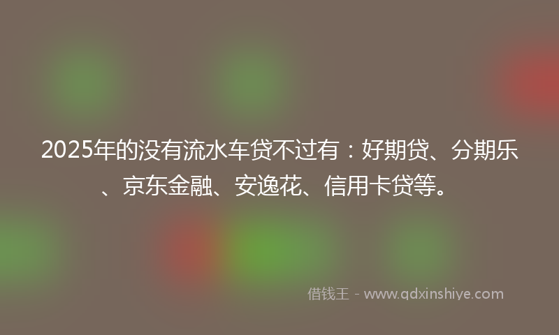 2025年的没有流水车贷不过有：好期贷、分期乐、京东金融、安逸花、信用卡贷等。