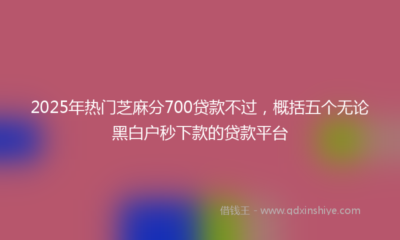 2025年热门芝麻分700贷款不过，概括五个无论黑白户秒下款的贷款平台