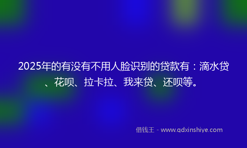 2025年的有没有不用人脸识别的贷款有：滴水贷、花呗、拉卡拉、我来贷、还呗等。