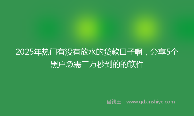 2025年热门有没有放水的贷款口子啊，分享5个黑户急需三万秒到的的软件